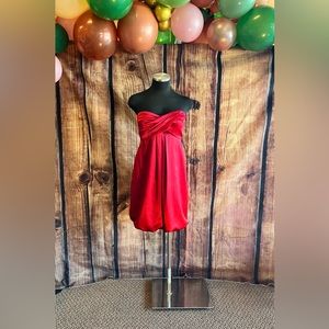 Strapless red mini dress